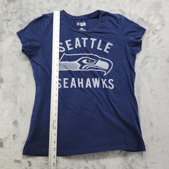 NFL Team Apparel Top Womens L Blue Seattle Seahawks Scoop Neck Tee Football - Picture 7 of 8